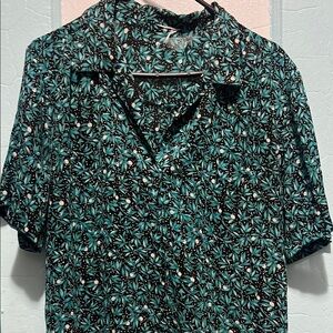 Teal and Black Patterned Shirt